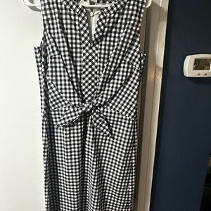 Talbots Black and White Gingham Midi Dress